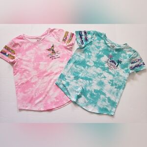 SO Kids Tie-Dye Sequin BLING T-Shirts - Pink and Blue